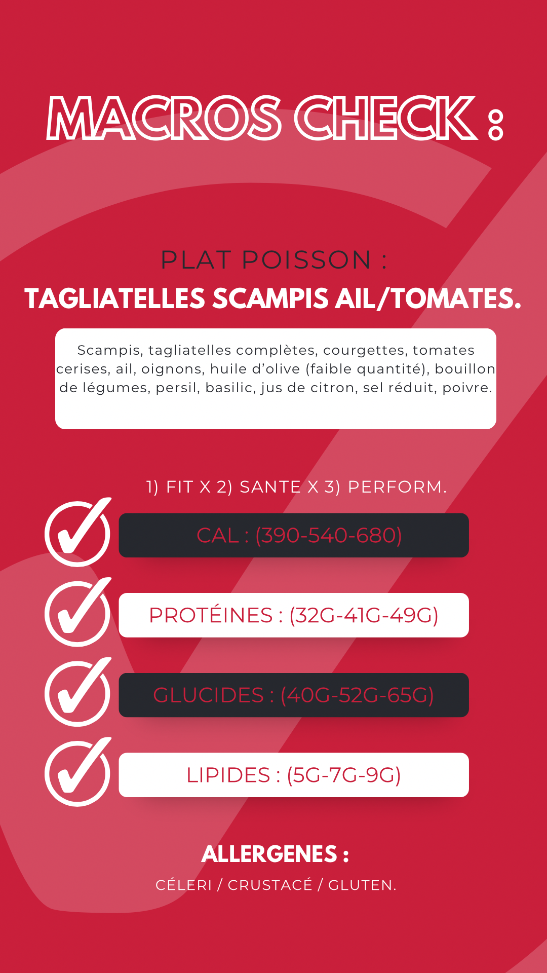 Le Plat de la Mer - Tagliatelles aux Scampis, CrĂšme Tomate-Origan. đ