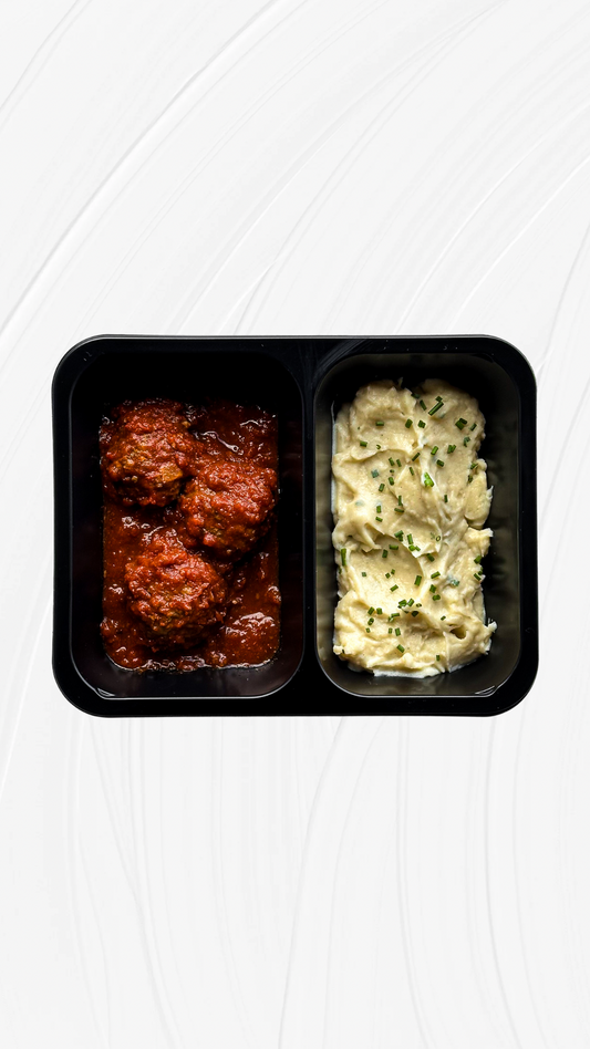 Le Plat au Bœuf - Boulettes de Bœuf, Purée & Sauce Tomate. 🐂