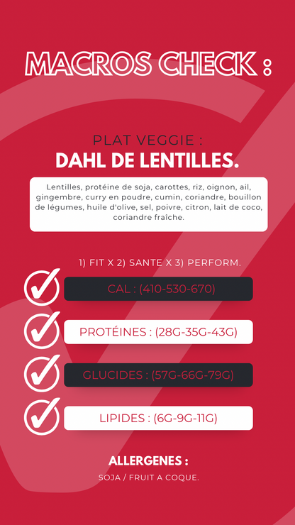 Le Plat Végétarien - Dahl de Lentilles. 🌱