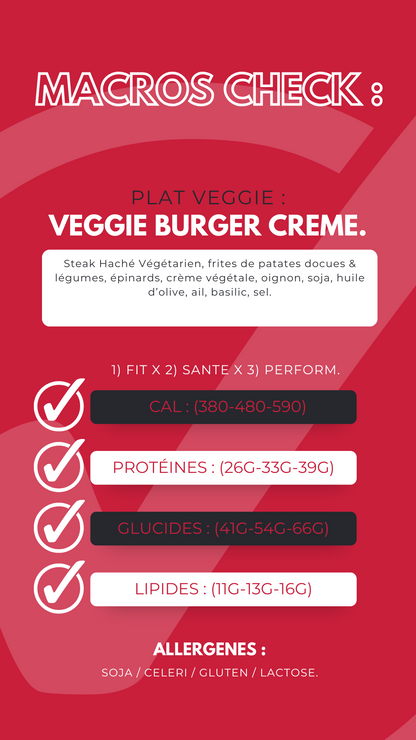 Le Plat Végétarien - Veggie Burger, Frites de Patates Douces & Épinards Crème. 🌱