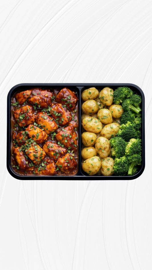 Le Plat à la Volaille - Poulet BBQ, Grenailles & Brocolis. 🐓